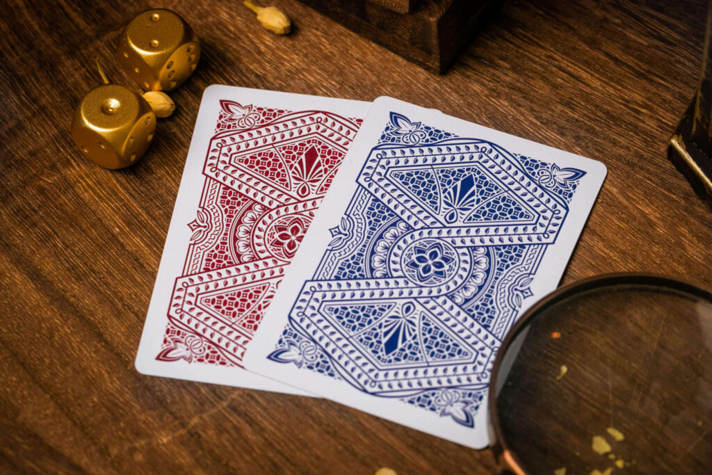 Sisterhood Playing Cards Back Design, Red and Blue.